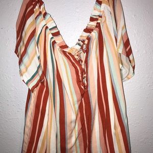 PINK REPUBLIC striped off the shoulder top